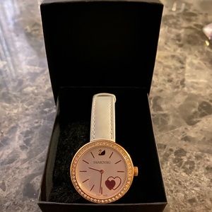 Swarovski white heart rose gold watch